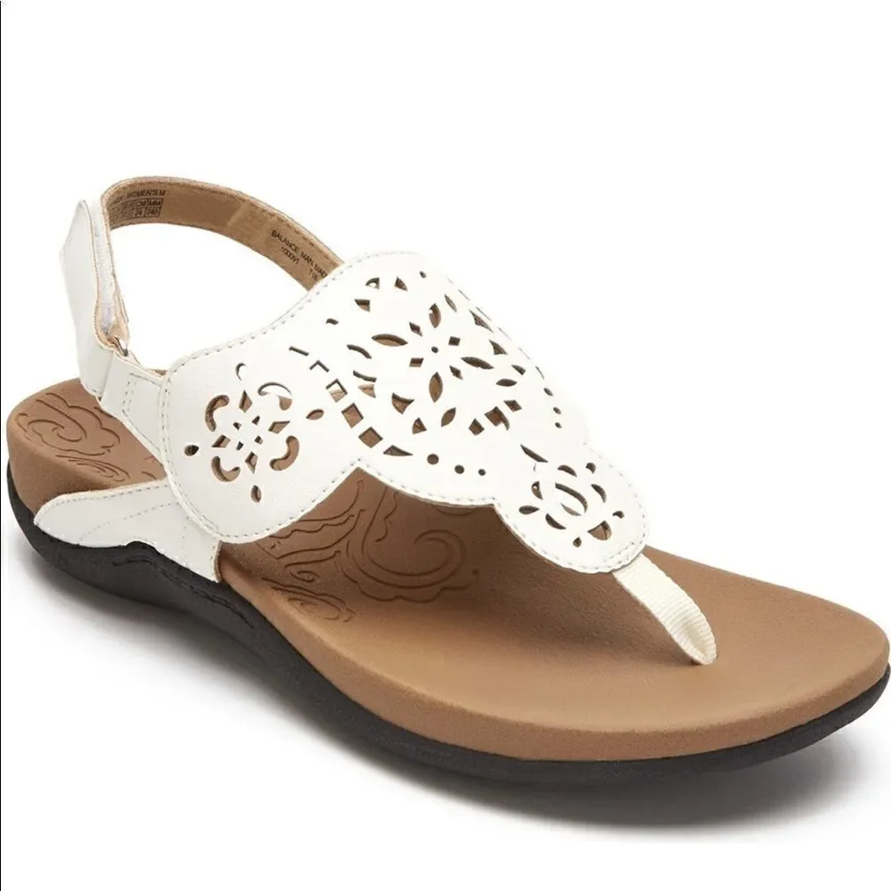 Rockport Women’s sling back leather flat white sandal Sz 11, NIB